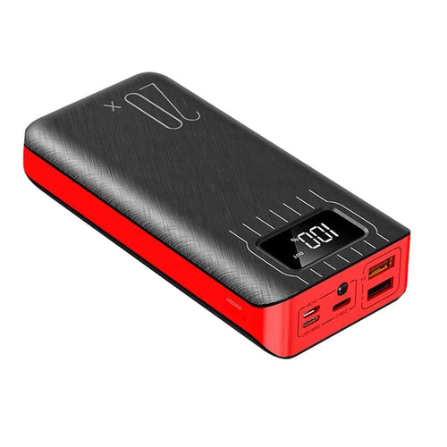 20000mAh External Battery Power Bank Dual USB With LED Flashlight - Family comes first essentialsDC - THE CEORed Black