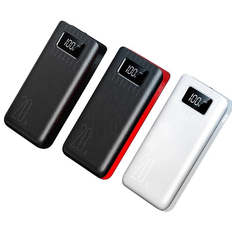 20000mAh External Battery Power Bank Dual USB With LED Flashlight - Family comes first essentialsDC - THE CEORed Black