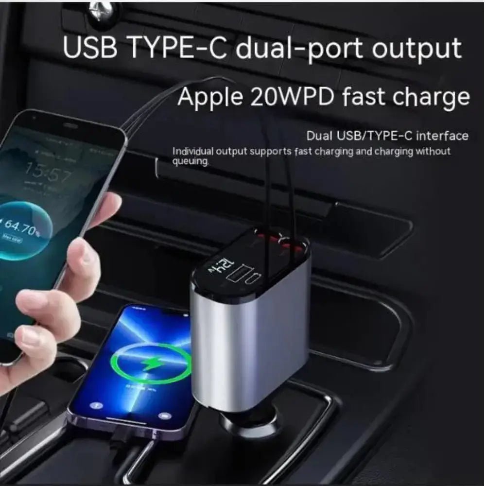 FAST 100W Car Phone Charger Lighter USB And TYPE - C Adapter - Family comes first essentialsDC - THE CEOLightning (iPhone)