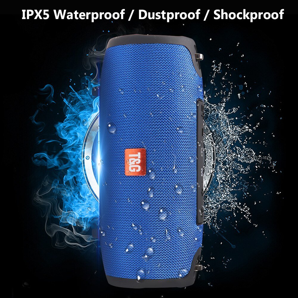 Large Waterproof Wireless Portable Bluetooth Speaker With Strap - Family comes first essentialsDC - THE CEOBlue/Red