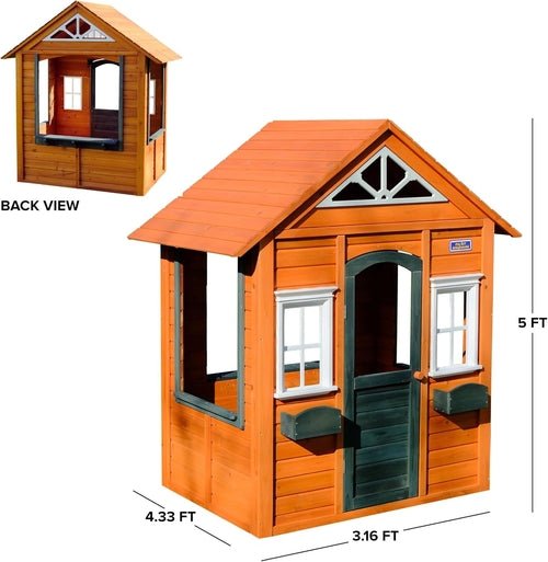 Wooden Playhouse with Door, Open Design, Flowerpots - Family comes first essentials Family comes first essentials 2f9e2e1a - 59d7 - 437a - afa9 - 402b30f0e242