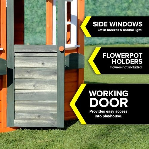 Wooden Playhouse with Door, Open Design, Flowerpots - Family comes first essentials Family comes first essentials 2f9e2e1a - 59d7 - 437a - afa9 - 402b30f0e242